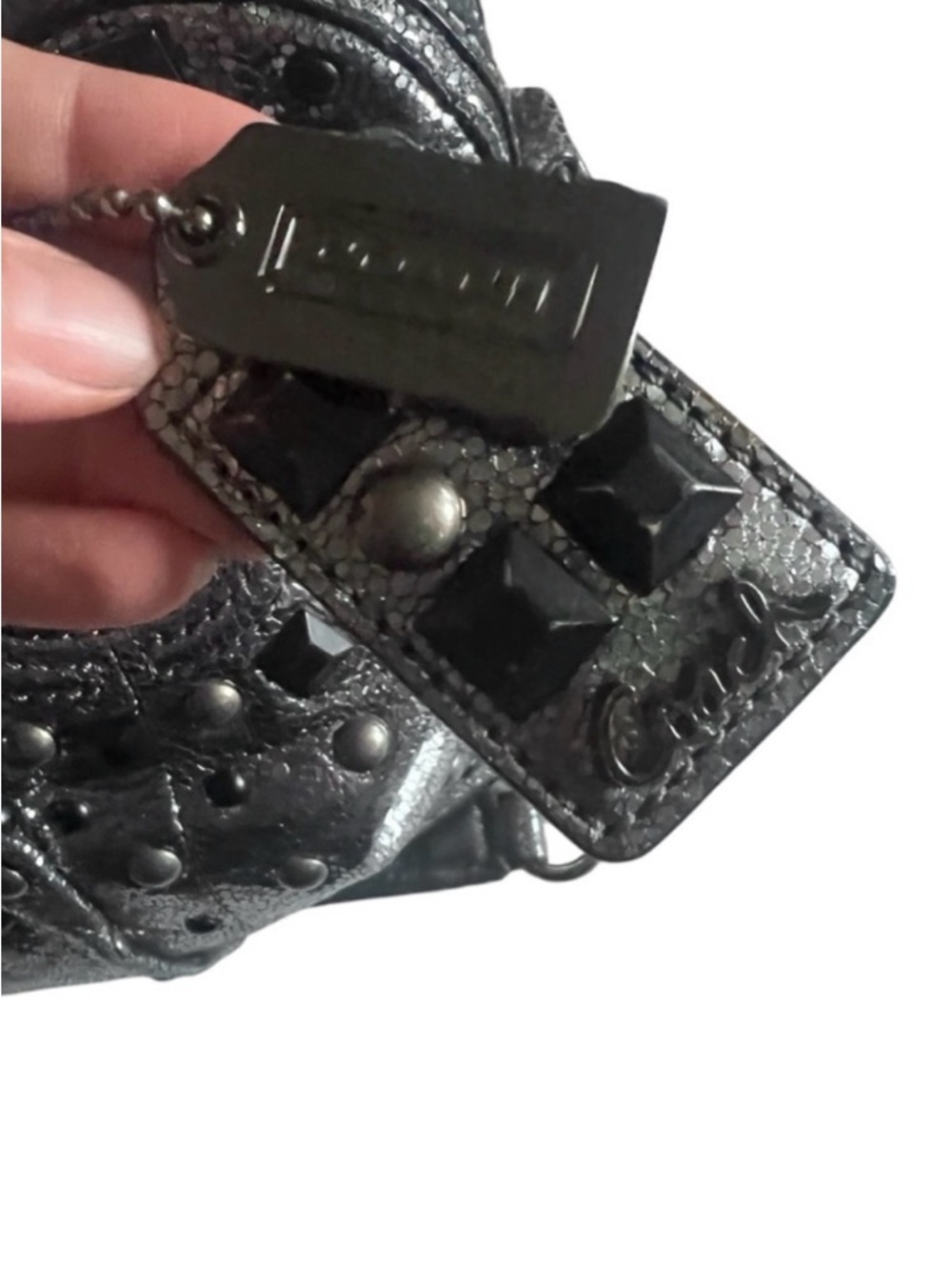 Coach Metallic Studded Shoulder Bag - Picture 7 of 7